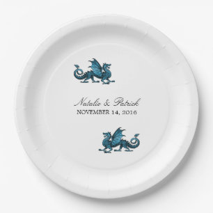 Borden voor Blue Dragon Wedding Paper Papieren Bordje