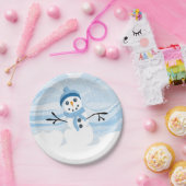 Borden voor Bluesy Snowman Paper Papieren Bordje (Feest)