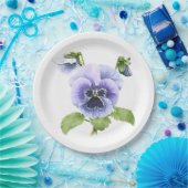Borden voor botanisch kunstpapier met blauwe pansi papieren bordje (Feest)