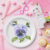 Borden voor botanisch kunstpapier met blauwe pansi papieren bordje (Feest)