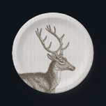 Borden voor  buck Deer Paper Papieren Bordje<br><div class="desc">Aangepast papieren bord voor je kerstfeest of feestelijke buffet met een  afbeelding van een hertenbok. U kunt deze borden met douanetekst personaliseren.</div>