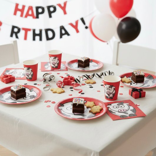 Borden voor cartoon Koe Papieren Bordje