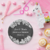 Borden voor Chalkboard en White Lace Wedding Paper Papieren Bordje (Feest)