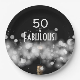 Borden voor champagne en Sparkler 50- en Fabulous  Papieren Bordje