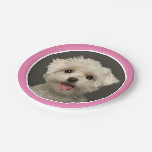 Borden voor crèmeroze foto op zaterdag papieren bordje (Gekanteld)