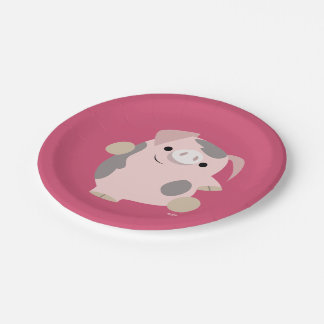 Borden voor Cute Cartoon Dancing Pig Paper Papieren Bordje
