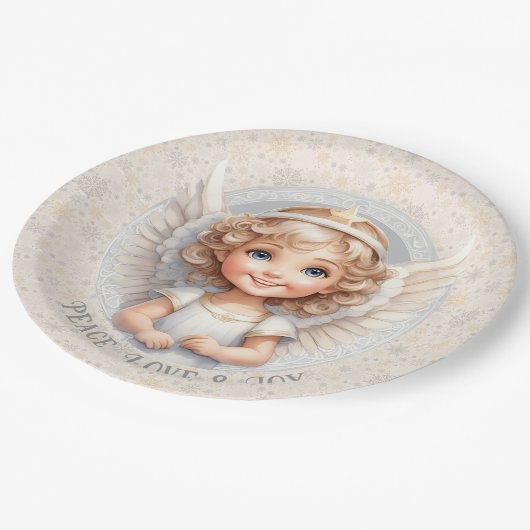 Borden voor Cute Kerstangel Papieren Bordje (Gekanteld)