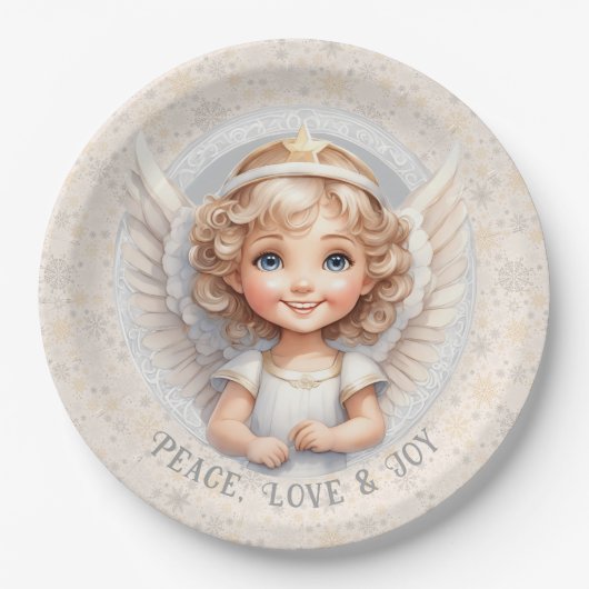 Borden voor Cute Kerstangel Papieren Bordje (Voorkant)