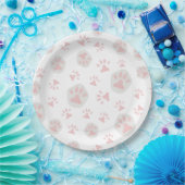 Borden voor Cute Pink en Gray Cat Paw Pattern Papieren Bordje (Feest)