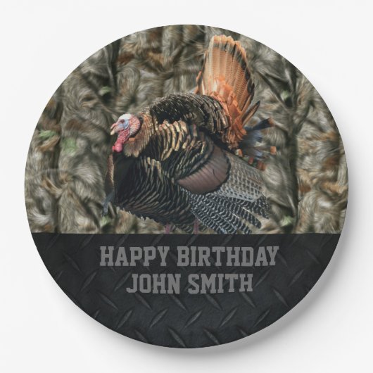 Borden voor de Camojager Happy Birthday Name Papieren Bordje (Voorkant)