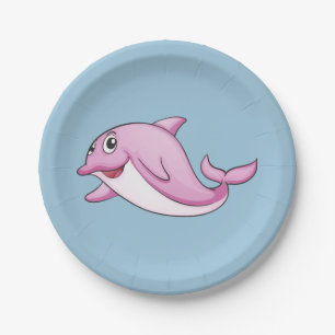Borden voor Dolfijnpapier in Cute Dolphin Papieren Bordje