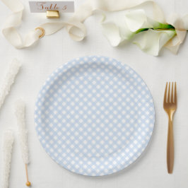 Borden voor echt babyblauw gingham-patroonpapier papieren bordje