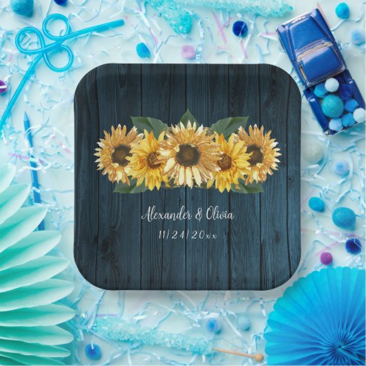 Borden voor echt blauwe zonnebloembindpapier papieren bordje (Feest)