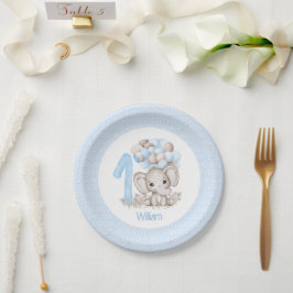 Borden voor eerste geboorte peuterblauw papier papieren bordje