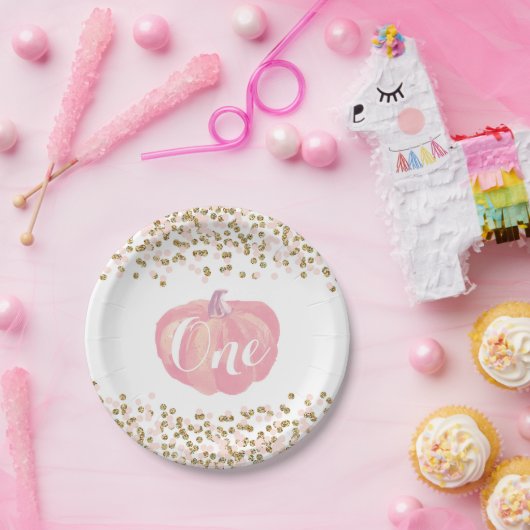 Borden voor eerste zondag roze en goudpapier papieren bordje (Feest)