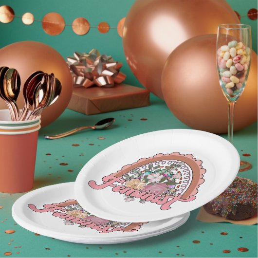 Borden voor feministisch papier papieren bordje (Multi)