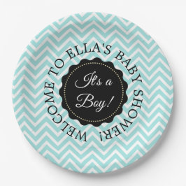 Borden voor gepersonaliseerd Baby shower Blauwgroe Papieren Bordje