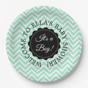 Borden voor gepersonaliseerd Baby shower Sage Chev Papieren Bordje