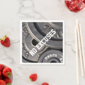 Borden voor gewichtheffen, "geen excuus" servetten (Insitu)