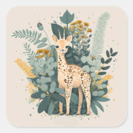 Borden voor giraferpapier met klauw vierkante sticker
