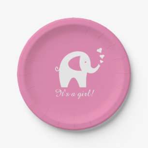 Borden voor giroze olifant baby shower papieren bordje