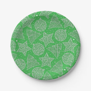 Borden voor groen en wit kerstpatroonpapier papieren bordje