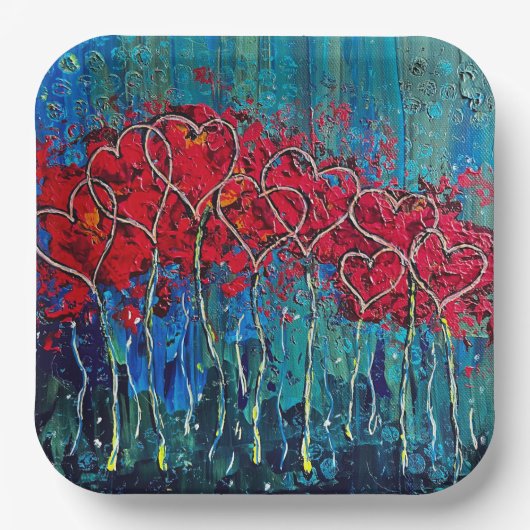 Borden voor hartenpapier papieren bordje (Voorkant)