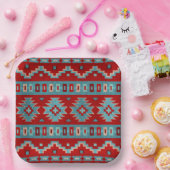 Borden voor het Zuidwest-Mesas Geometric Print Pap Papieren Bordje (Feest)