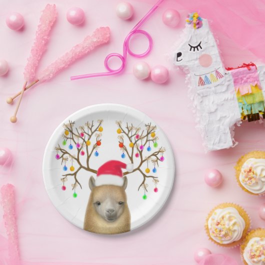 Borden voor kerstalpaca papieren bordje (Feest)