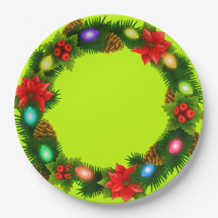 Borden voor kerstfeestdagen 9 inch papieren bordje