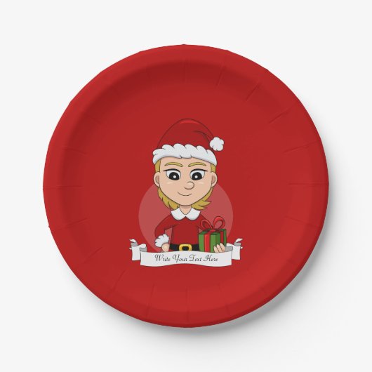 Borden voor kerstmeisjes cartoon papieren bordje (Voorkant)