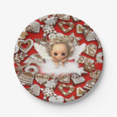 Borden voor kerstpapier, Angel Papieren Bordje (Voorkant)