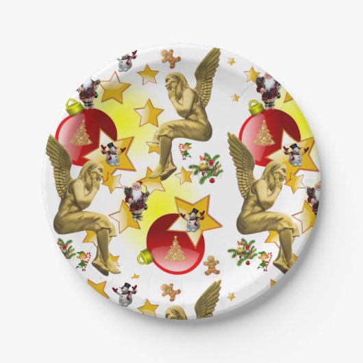 Borden voor kerstpapier, Angels Papieren Bordje (Voorkant)