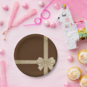 Borden voor kerstpapier, beige Bow Papieren Bordje (Feest)