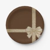 Borden voor kerstpapier, beige Bow Papieren Bordje (Voorkant)