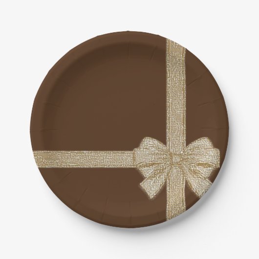 Borden voor kerstpapier, beige Bow Papieren Bordje (Voorkant)