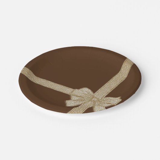 Borden voor kerstpapier, beige Bow Papieren Bordje (Gekanteld)