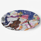 Borden voor kerstpapier Happy Gnomen Music Band Papieren Bordje (Gekanteld)