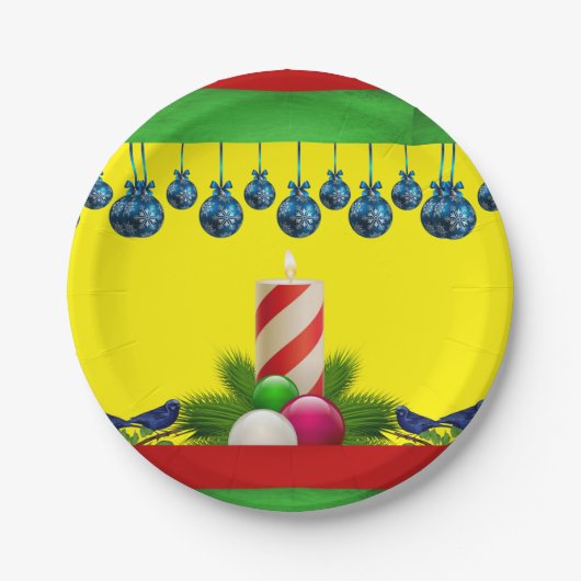 Borden voor kerstpapier, kaars papieren bordje (Voorkant)