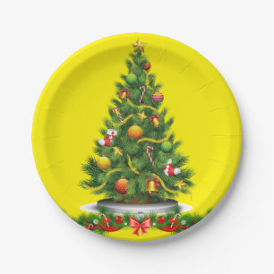 Borden voor kerstpapier, kerstboom papieren bordje