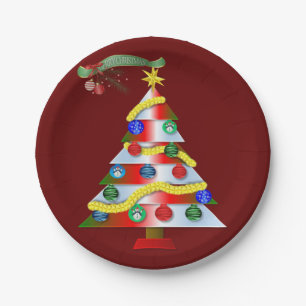 Borden voor kerstpapier, kerstboom papieren bordje