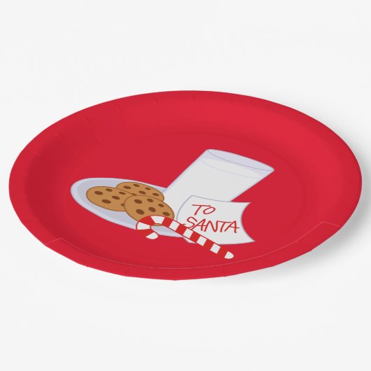 Borden voor kerstpapier/koekjes en melk papieren bordje (Gekanteld)