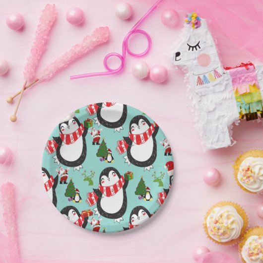 Borden voor kerstpapier, pinguïn papieren bordje (Feest)
