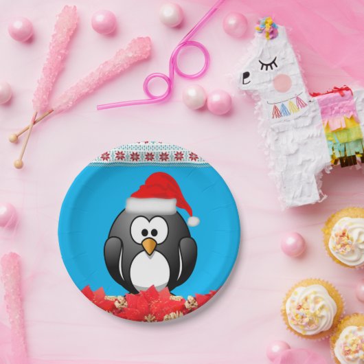 Borden voor kerstpapier, pinguïn papieren bordje (Feest)