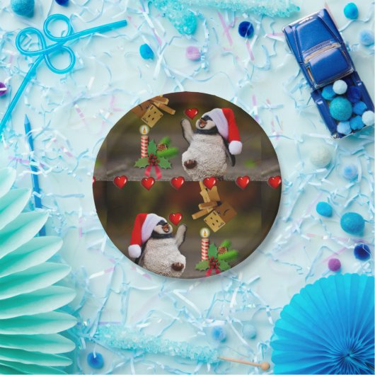 Borden voor kerstpapier, pinguïn papieren bordje (Feest)