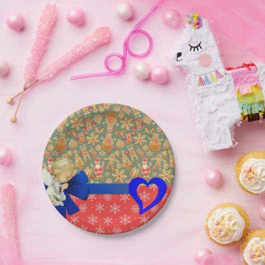 Borden voor kerstpapier, pretkerengel papieren bordje (Feest)