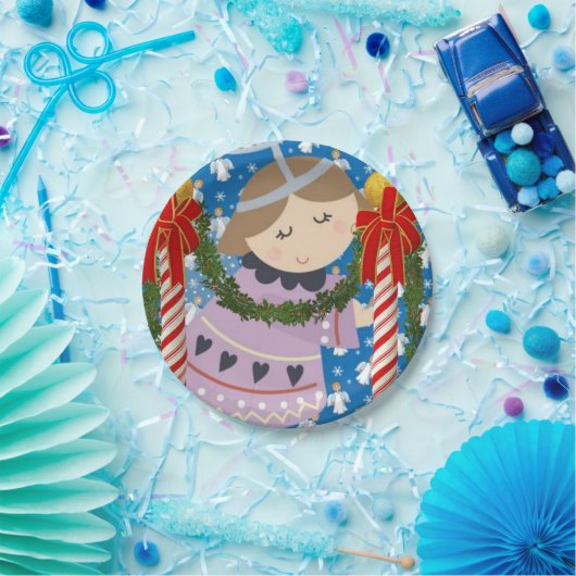 Borden voor kerstpapier, pretkerengel papieren bordje (Feest)