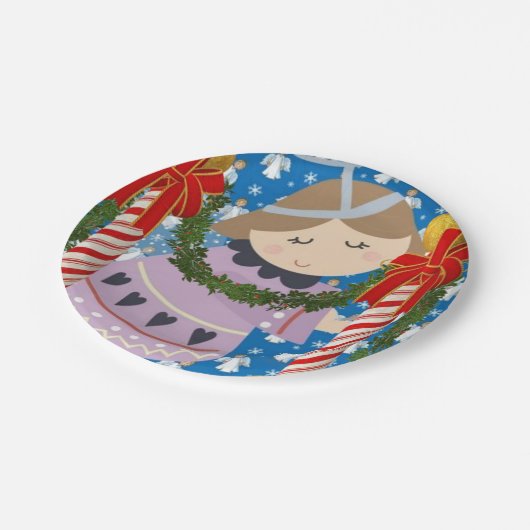 Borden voor kerstpapier, pretkerengel papieren bordje (Gekanteld)