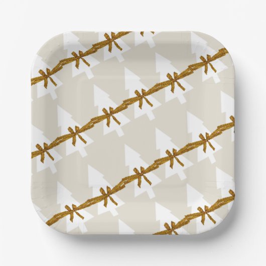 Borden voor kerstpapier, prettige kerstbeige bogen papieren bordje (Voorkant)