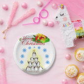 Borden voor kerstpapier, prettige kerstpinguïn papieren bordje (Feest)